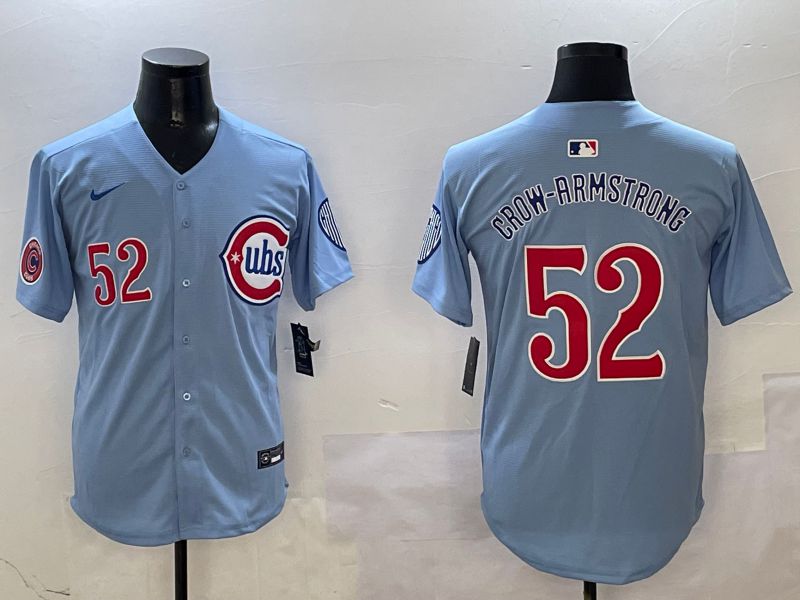 Men Chicago Cubs #52 Grow-Armstrong Light Blue Throwback Fashion 2025 Nike MLB Jersey style 6